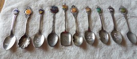 Vintage Souvenir Spoons Lot of 10 Various States Some Unknown where made - £3.11 GBP