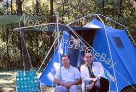 1968 Two Men Sitting Outside Tent Campground Johnson Sauk Trail Kodachrome Slide - £3.16 GBP