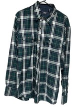 Izod Men&#39;s Blue and Brown Plaid Long Sleeve Button Down Shirt, Size Large - $9.50