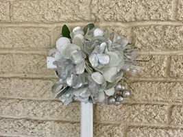 Christmas Cemetery Cross: Silver Hydrangeas grave flowers, Winter Grave ... - $26.00