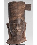 Antique Phnom Da Style Khmer Vishnu Head - Protector &amp; Preserver - 43cm/33&quot; - $4,826.71