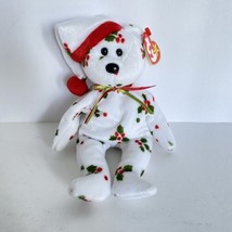 1998 Vintage Ty Beanie Baby Christmas Holiday Holly Teddy Bear Jingle Co... - $14.95