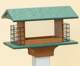 Large 2 Suet Cake & Seed Feeder - Post Mount Amish Handmade In Usa - £94.88 GBP