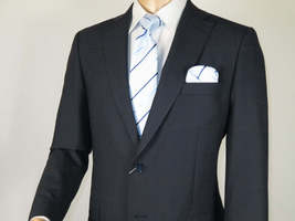 Men Suit BERLUSCONI Turkey Italian Wool 180's Single Breasted 623-03 Navy Plaid image 9