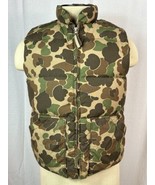 VTG Browning Mens Down Filled Puffer Vest Brown Green Duck Camo Print Mens Small - $98.01