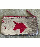 Girls Pink Silver Unicorn Flip Sequin Small Bag Zipper Closure 8.5” - $6.05 CAD