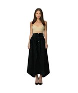 Black High Waist Victorian Inspired Half Button Front Gathered Skirt Siz... - $74.70 CAD