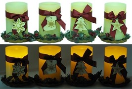LED Holiday Pillar Candle on Metal Tray Asst Styles Price EACH - £35.12 GBP