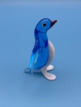 Vintage Italian Hand Made Blown Art Glass Blue White Penguin Made In Italy - £21.00 GBP