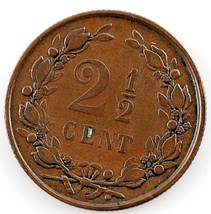 1890 Néerlandais 2 1/2 Cents (XF) Extra Fin État - $33.05