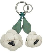 Patricia Nash Leather Flower Key Fob Chain Chalk White Flowers - $55.00