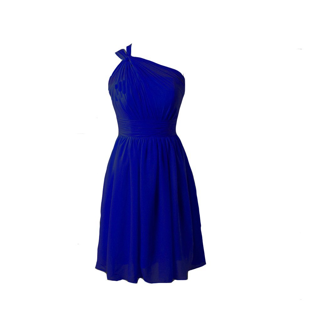 Kivary Women's Chiffon Short Knee Length One Shoulder Bridesmaid Party Dresses R