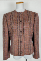Vtg Herbert Grossman Womens Tweed Jacket Blazer Purple Pink 16 - $19.80
