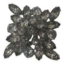 Vintage Weiss Clear &amp; Gray Layered Rhinestone Star Silver Tone Pin Brooch - £29.63 GBP