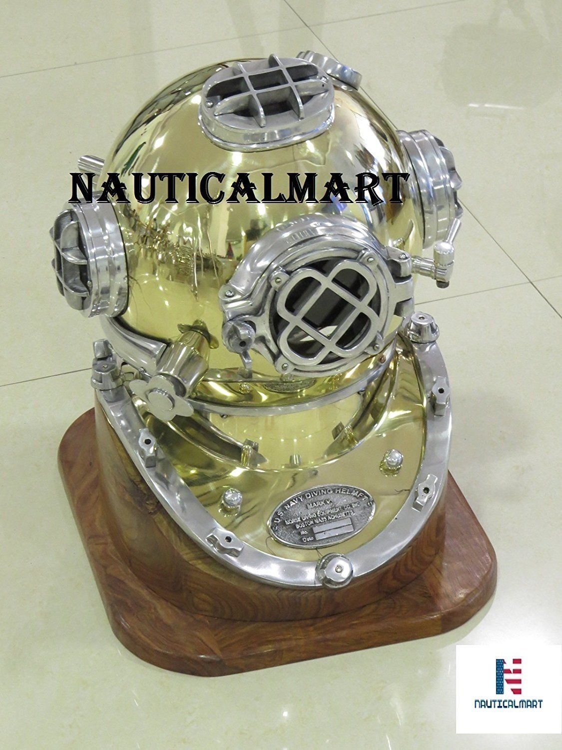 Nauticalmart Brass Scuba Deep Diving Divers Helmet Mark V Navy Vintage