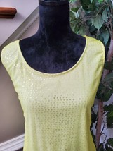 Dana Buchman Women&#39;s Yellow 100% Nylon Round Neck Sleeveless Top Blouse Size XL - £17.96 GBP