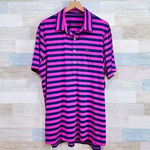 Ralph Lauren RLX Tech Golf Polo Shirt Pink Purple Stripe Performance Men... - £42.88 GBP