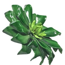 antique green enamel metal flower brooch  - £35.97 GBP