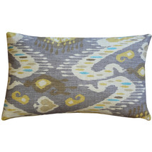Solo Gray Ikat Throw Pillow 12x20, with Polyfill Insert - £40.14 GBP