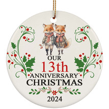 Our 13th Anniversary 2024 Ornament Gift 13 Years Christmas Cute Fox Couple Loved - £11.83 GBP