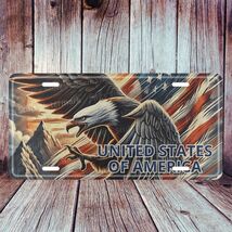 Vintage Eagle American Flag Aluminum License Plate Tag Vanity Car Plate ... - $18.49