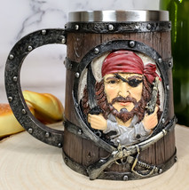 Ebros Caribbean Seas Pirate Captain Sparrow And Hook Large Tankard Coffee Mug - £27.35 GBP