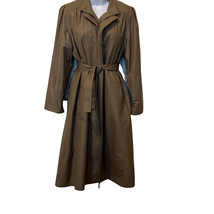 London Fog Womens 8 Vintage 1960&#39;s Tan Button Up Zip In Liner Belted Trench Coat - £37.27 GBP