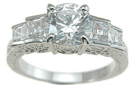Womens Cubic Zirconia Engagement Ring Sterling Silver 2.25 Ct - £10.10 GBP