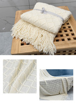 Soft Sofa Slip Cover Decorative Knitted Blanket, Cozy Fringed Knitted Blanket(50 - £12.63 GBP