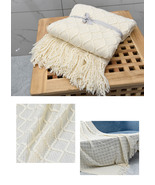 Soft Sofa Slip Cover Decorative Knitted Blanket, Cozy Fringed Knitted Bl... - £12.56 GBP