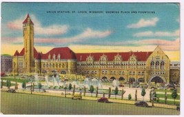Postcard Union Station Plaza &amp; Fountain St Louis Missouri - £3.09 GBP