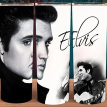 Elvis Presley Black and White with Guitar Cup Mug Tumbler 25oz - £15.78 GBP