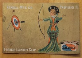 French Laundry Soap - Young Lady &amp; Archery Bullseye  - Victorian Trade Card - £3.11 GBP