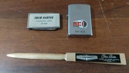 Shaw Barton Coshocton Ohio 3pc Advertising Lighter Letter Opener Knife Clip - $27.88