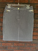 Jones New York Stretch Skirt Size 6 Blue White Seersucker 4 Pocket Kick ... - £18.68 GBP
