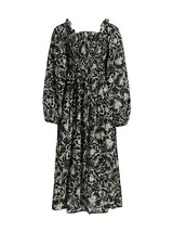 NWT MILLE Resort &amp; Travel Catherine in Black Hibiscus Floral Midi Dress 2XS XXS - £93.45 GBP