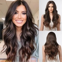 HAIRCUBE Long Brown Wig for Women, Synthetic Wavy Hair Wig for Daily Mix... - $21.42