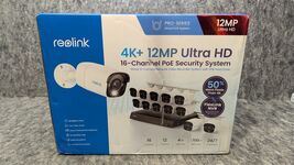 REOLINK 16 Chan 4K+ 12MP 4TB Wired NVR System 12 x 12MP Bullet PoE Camer... - $999.99