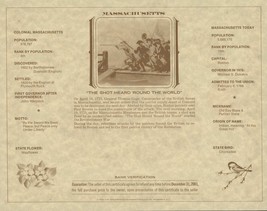American Revolution Bicentennial Commemorative One Dollar Certificate, Massachus - £7.92 GBP