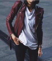 Hidesoulsstudio Leather Jacket for Women Real Burgundy Women Leather Jac... - $139.99