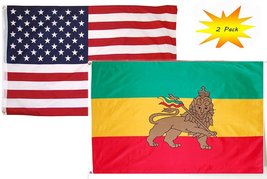 3x5 3&#39;x5&#39; Wholesale Set (2 Pack) USA American &amp; Lion of Judah Ethiopia Country F - £7.75 GBP