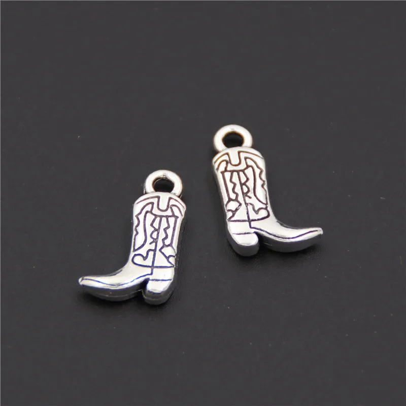 10pcs  Silver Color Western boy girl Boots Charms Pendant For Diy Jewelr... - £48.20 GBP
