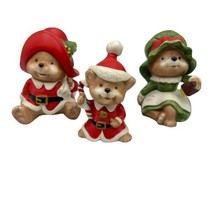 Homco Christmas Santa Family Bear Figurines #5600 Set of 3 Vintage 1980&#39;s - £14.63 GBP