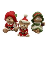 Homco Christmas Santa Family Bear Figurines #5600 Set of 3 Vintage 1980&#39;s - £14.69 GBP
