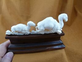 (cam-5) pair of Camels of shed ANTLER figurine Bali detailed carving dro... - $106.99