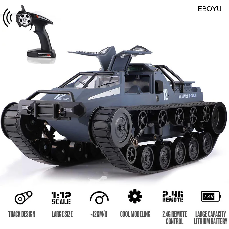 EBOYU 1203 RC Tank Car 1:12 Scale 2.4GHz Remote Control Rechargeable Drift Tank - £78.05 GBP