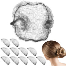 12 Elastic Nylon Invisible Hair Nets Stretch Edge Mesh Net Grey Blonde W... - £20.44 GBP