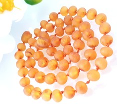 Natural Raw Unpolished Baltic Amber Necklace/ Round Baroque Beads - £31.17 GBP