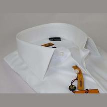 Mens ENZO Egyptian Soft Cotton Dress Shirt Barrel Cuff Wrinkle Free 61101 White image 4