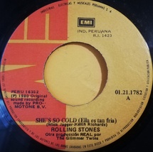 ROLLING STONES She&#39;s So Cold / Send It to Me 7” 45rpm from PERU Jagger - £9.44 GBP